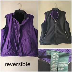 Lauren Ralph Lauren Reversible Fleece & Cotton Vest – Purple/Black – XL Ladies